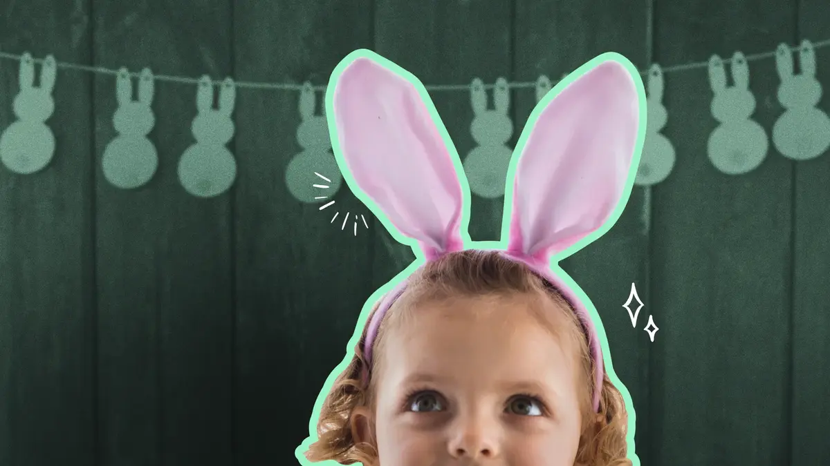 Menina com orelhas de coelho em comemoraÃ§Ã£o Ã  PÃ¡scoa