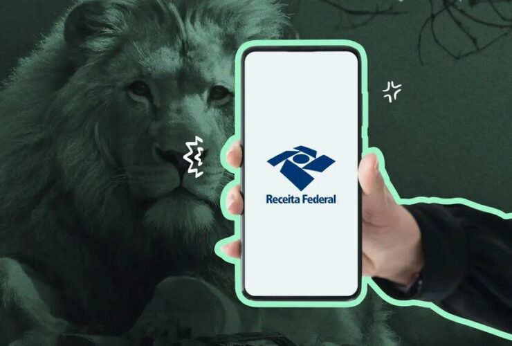 celular aberto no app da Receita Federal, representando como declarar imposto de renda