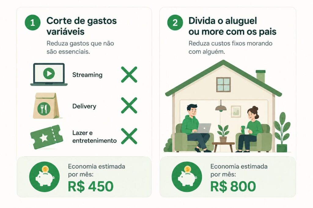 Juntar dinheiro para intercâmbio: guia completo para realizar o sonho 2 Infográfico com estratégias de economia para quem quer juntar dinheiro para intercâmbio