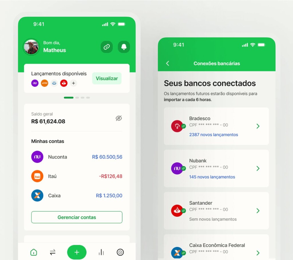 Tela do app para celular da Organizze, ideal para controlar os gastos diários.