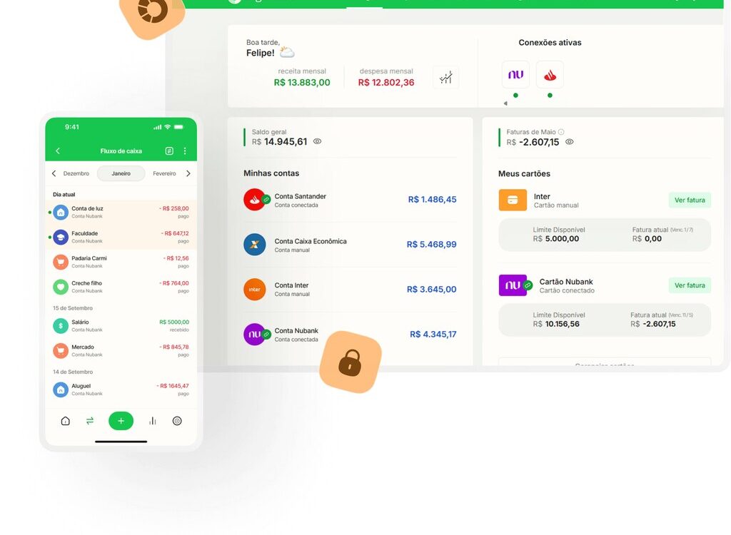 exemplo de telas do app organizze