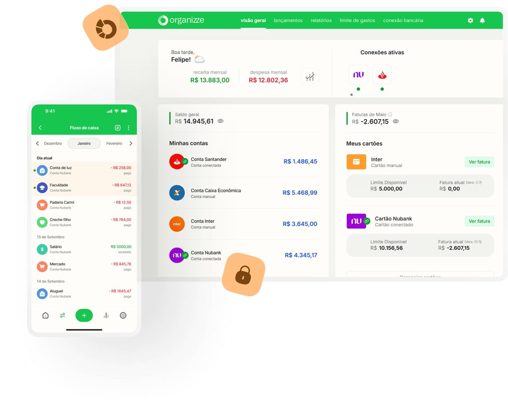 Vale a pena assinar o Organizze? Entenda as vantagens e os planos 1 exemplo de telas do app organizze