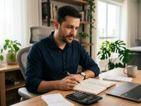 Planejamento financeiro empresarial: como fazer? 10 Homem montando planejamento financeiro empresarial.