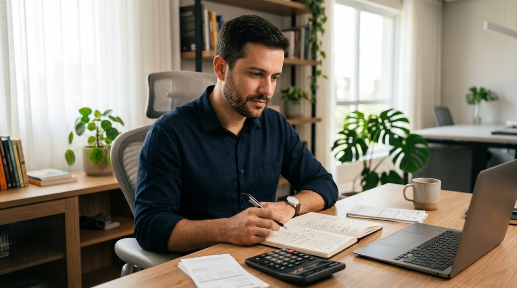 Planejamento financeiro empresarial: como fazer? 1 Homem montando planejamento financeiro empresarial.